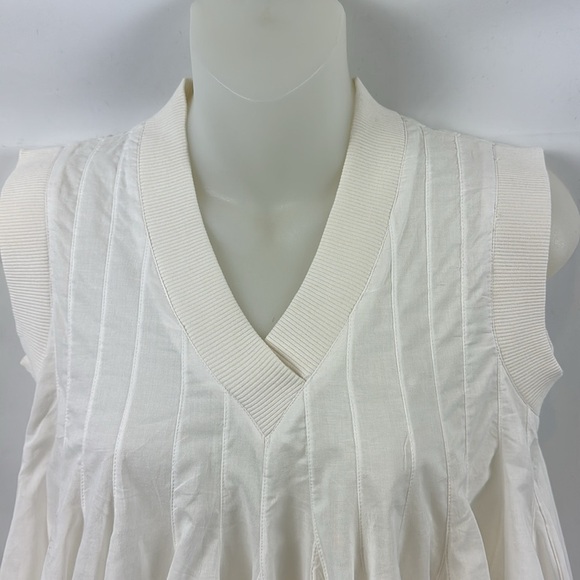 Anthropologie Ashish N Soni Poplin Babydoll Swing White Sleeveless Top Size S - Picture 8 of 14